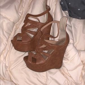 Brown Leather Wedges